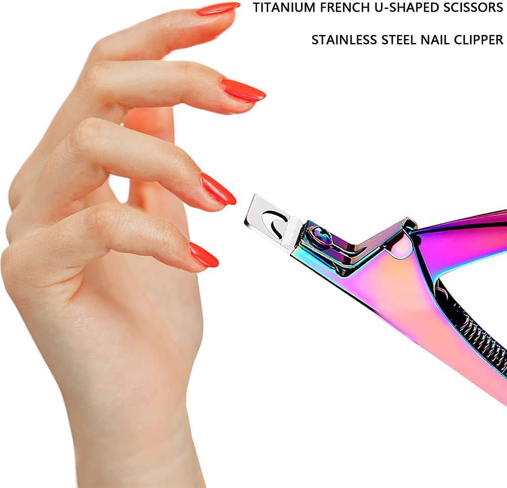Professional Acrylic False Nail Clippers for Acrylic Nails Nail Tip Cutter Nail Manicure Tool (Rainbow)
