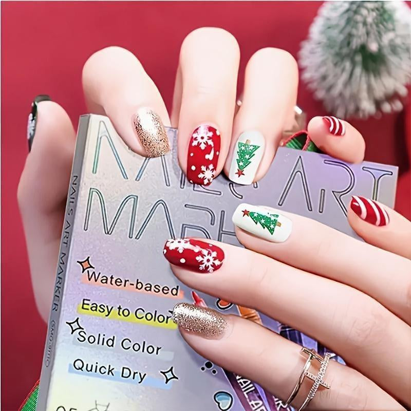 12-Piece Waterproof Nail Art Pens Set - Professional DIY Manicure Markers