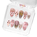 Premium Handmade Soft Pink Bow Press On Nails 3D Floral Luxury Reusable Gel Mani Set