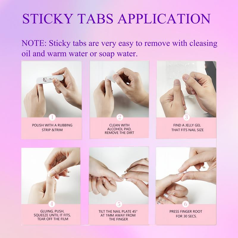 Handmade Chic Polka Dot French Tips - Reusable Almond Press-On Nails Set with Basic Tool Kit