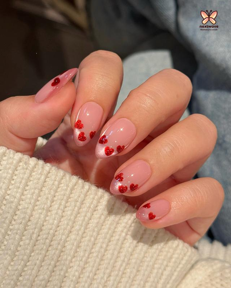 Nextwave Nails Valentine's Day Collection - Handmade Press-On Artificial Nails with Adhesive Backing for Effortless Application & Removal, Ideal for Special Occasions, Available in S, M, L Sizes