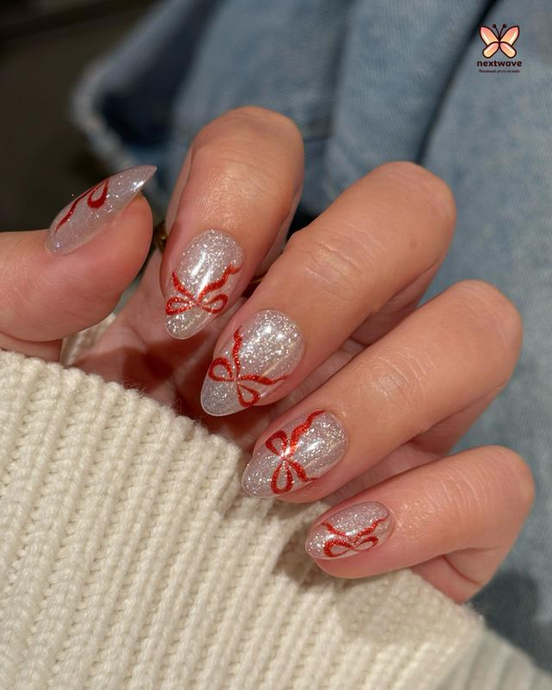 Nextwave Nails Valentine's Day Collection - Handmade Press-On Artificial Nails with Adhesive Backing for Effortless Application & Removal, Ideal for Special Occasions, Available in S, M, L Sizes